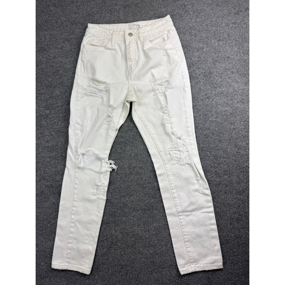 Bridge by Gly Mom Fit Jeans Women's 25 Distressed White Denim High Rise‎